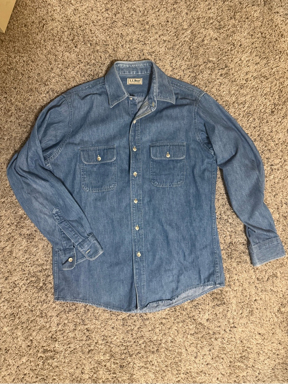L.L. Bean Vintage Indigo Denim Button-Up Shirt